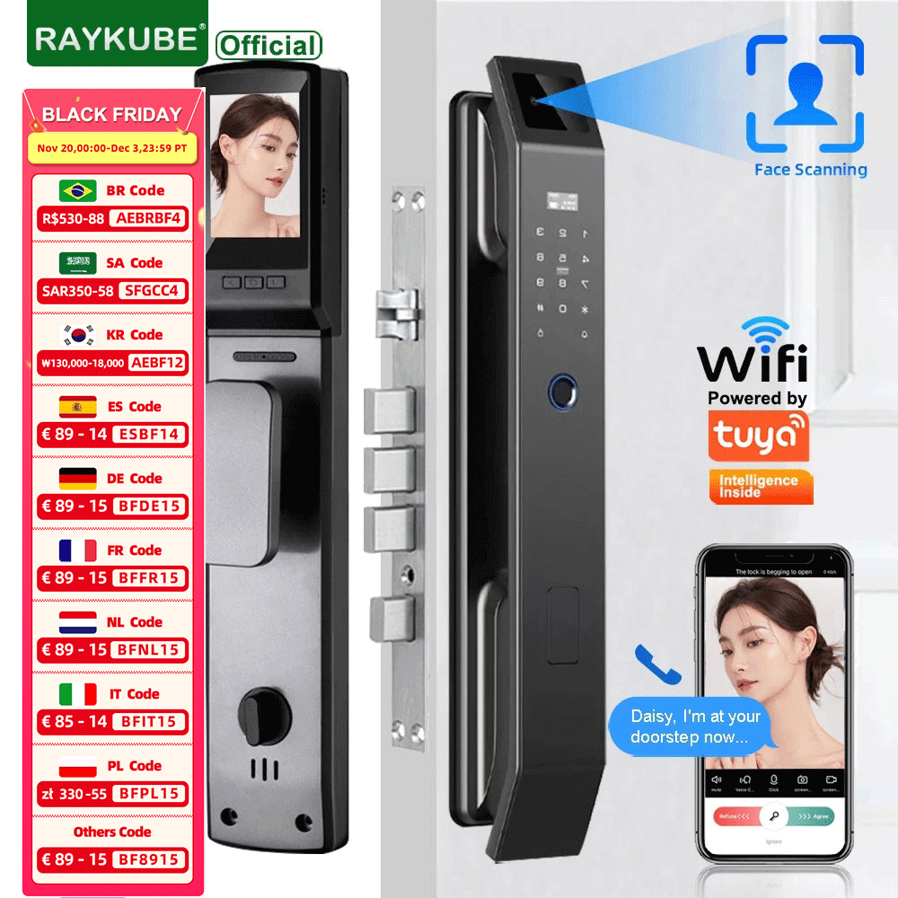 Door Lock Smart Keypad - RAYKUBE DF14 Tuya WiFi ระบบล็อคดิจิตอลแบบสแกนใบหน้า 3
