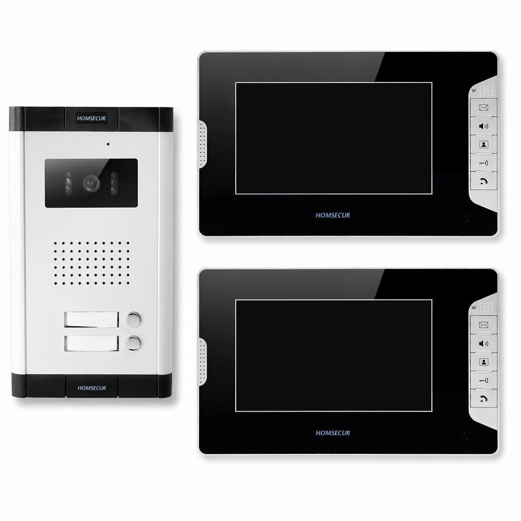 Home Security Indoor Cameras - ระบบอินเตอร์คอมวิดีโอแบบ 4 สาย 2 ครอบครัว พร้อมจอภาพ