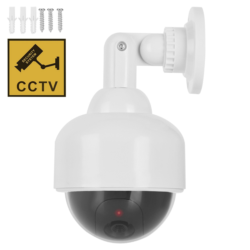 Home Security Lights Outdoors - กล้องปลอมกันน้ำ กล้องวงจรปิดจำลองเหมือนจริง พร้อมไฟ LED สีแดงกระพริบ ติดตั้งง่าย