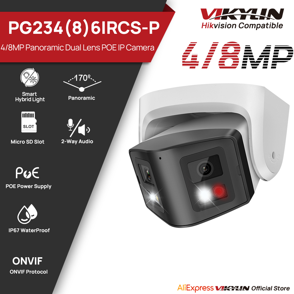 Home Security Lights Outdoors - Vikylin กล้อง IP อัจฉริยะแบบพาโนรามา 4/8MP พร้อมไฟคู่