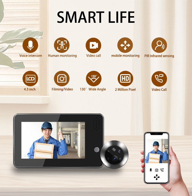 Home Security Video - กริ่งประตูอัจฉริยะ Tuya Smartlife WiFi ขนาด 4.3