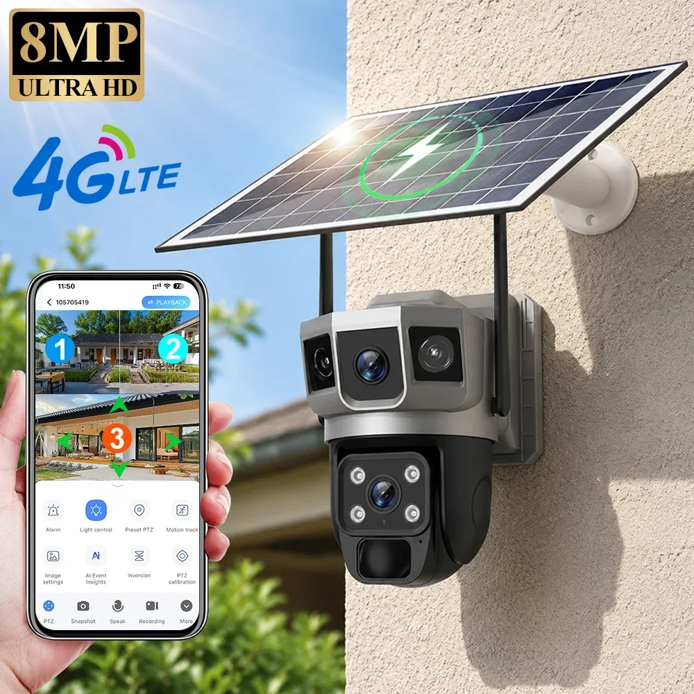 Home Security For Apartments - กล้อง V380 4K 3 หน้าจอ 4G