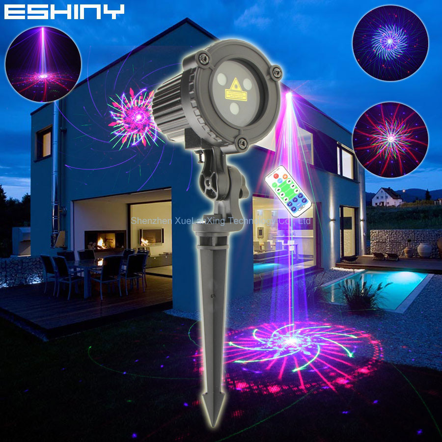 Home Security Laser - Eshiny โปรเจ็คเตอร์เลเซอร์ RGB เคลื่อนไหวได้60รูปแบบไฟภายนอกอาคาร IP65กลางแจ้งสวนงานปาร์ตี้ผนังต้นไม้ผนังบ้านสวน B208N8