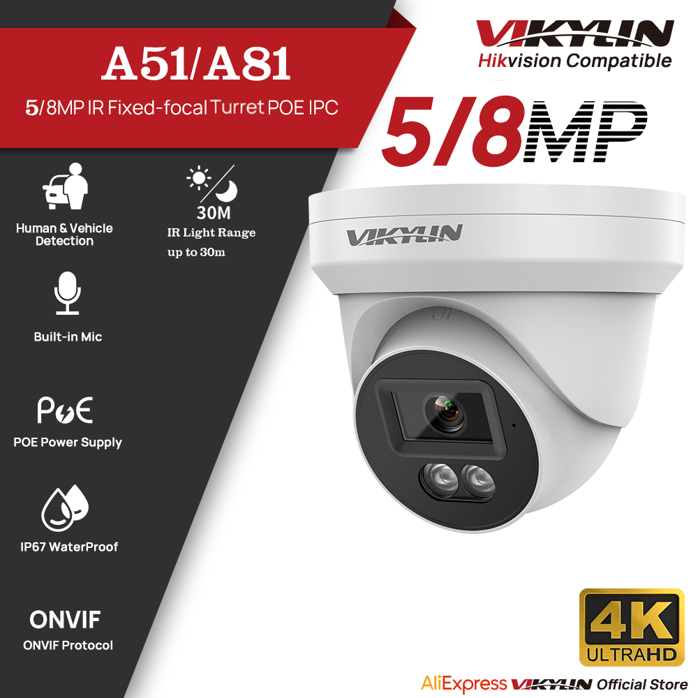 Home Security Lights Outdoors - VIKYLIN 5/8MP HD กล้องรักษาความปลอดภัย IP Poe