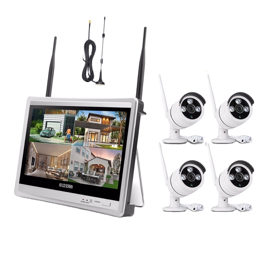 Home Security Systems With Cameras - ระบบกล้องวงจรปิดไร้สายสำหรับบ้าน ชุด NVR 4 ช่อง ความละเอียด