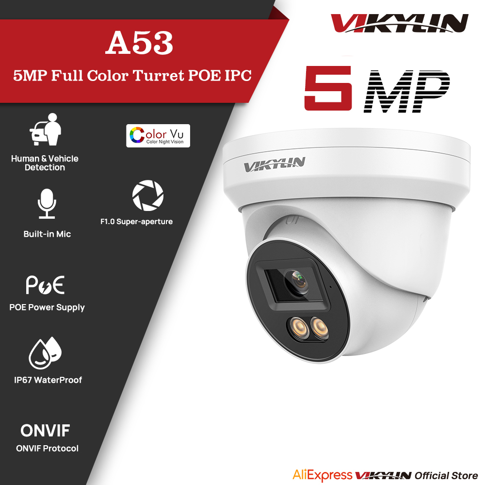 Home Security Service - VIKYLIN กล้องรักษาความปลอดภัย IP 5MP พร้อมระบบเสียงสีเต็มรูปแบบ Poe