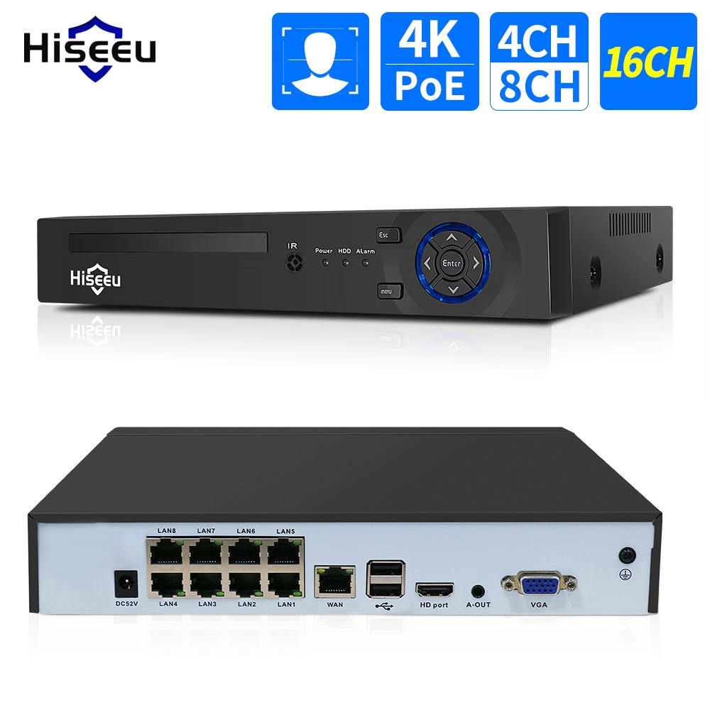 Hiseeu 4CH 10CH 16CH 4K 8MP 5M - Home Security With Camera บทวิจารณ์และราคา