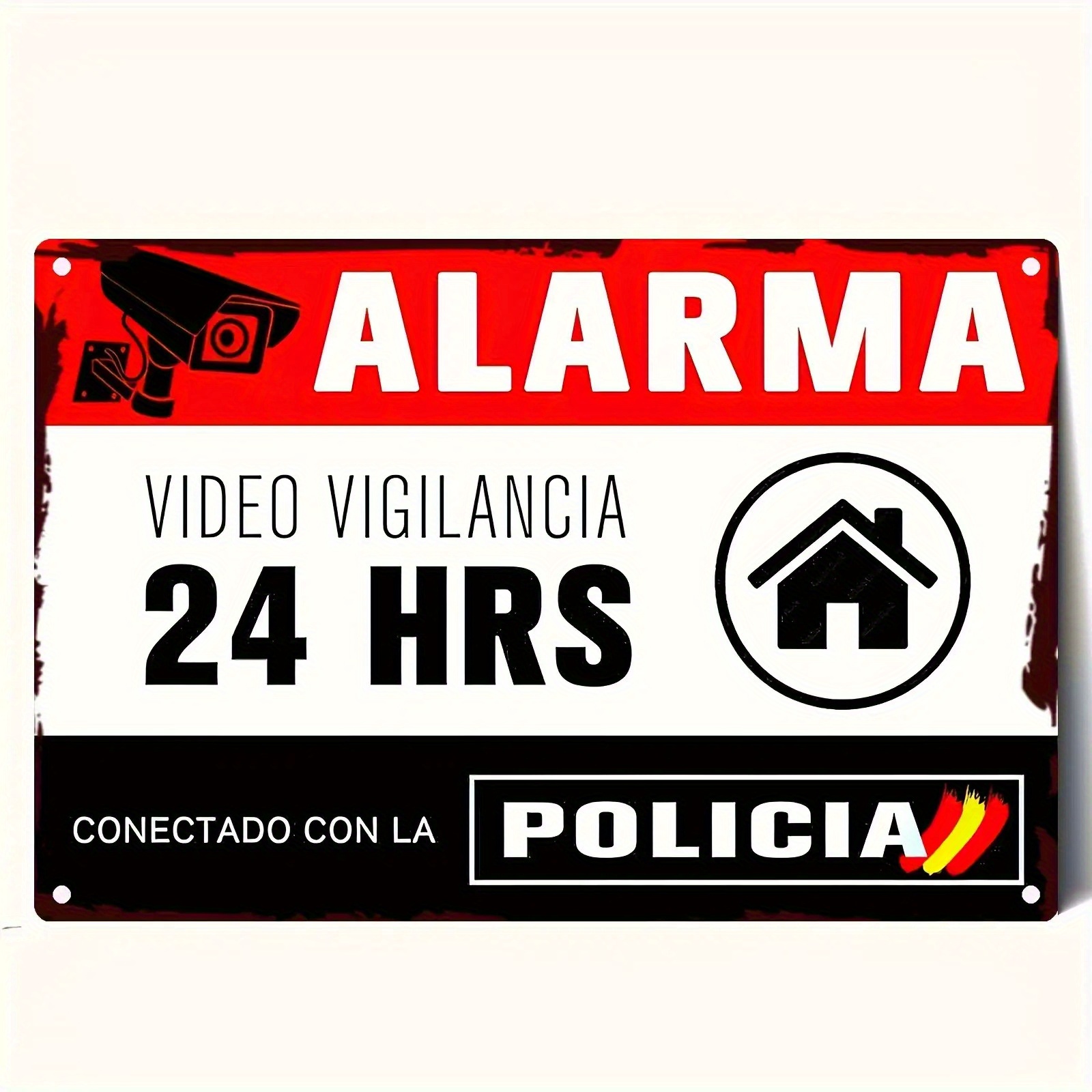 ป้ายโลหะวินเทจภาษาสเปน ALARMA  - Home Yard Security บทวิจารณ์และราคา