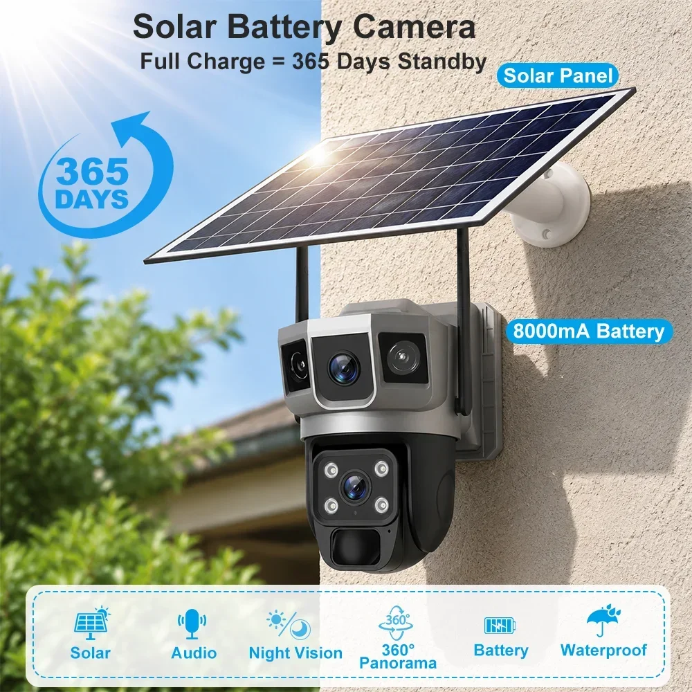 กล้อง V380 4K 3 หน้าจอ 4G แบตเ - Home Security For Apartments บทวิจารณ์และราคา