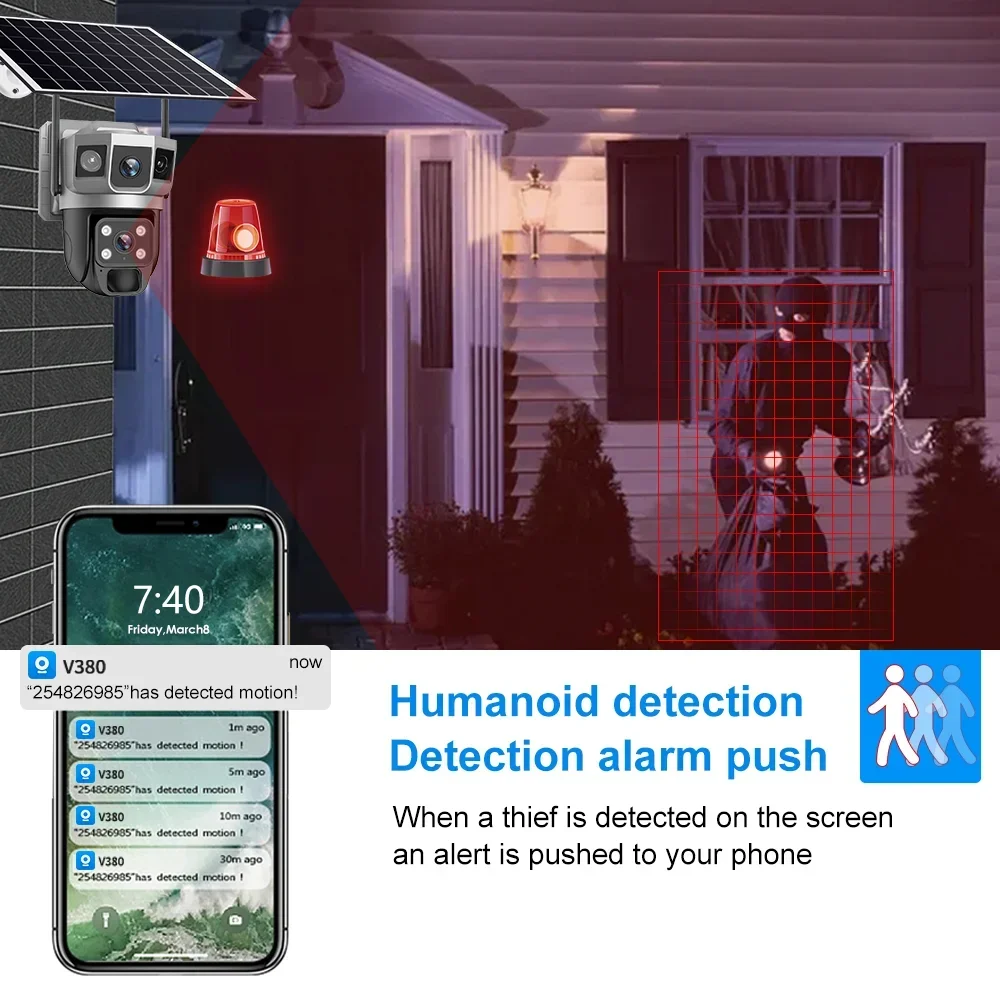 กล้อง V380 4K 3 หน้าจอ 4G แบตเ - Home Security For Apartments บทวิจารณ์และราคา
