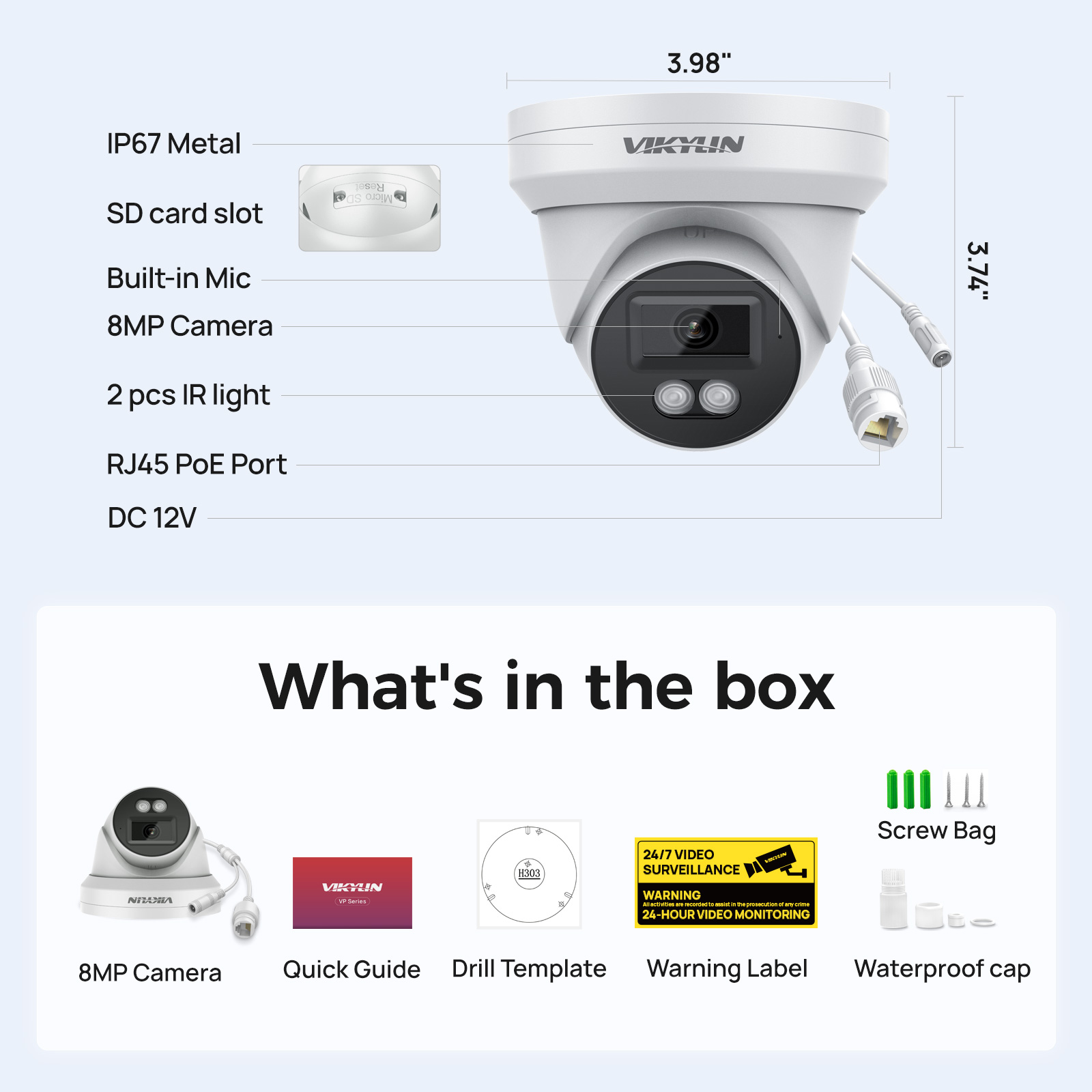 กล้องวงจรปิด VIKYLIN 8MP HD IP - Home Security Service บทวิจารณ์และราคา