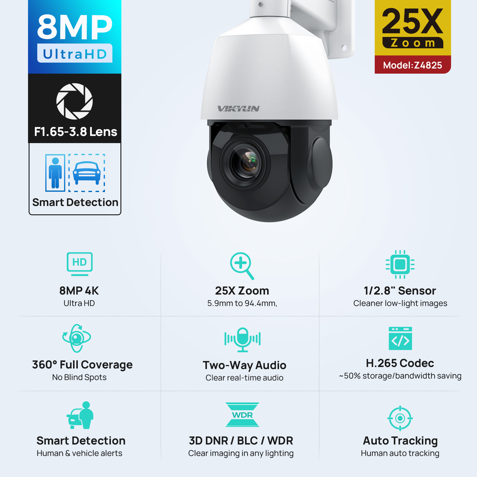 Vikylin กล้อง IP 4K 8MP PTZ ซู - Home Security Service บทวิจารณ์และราคา