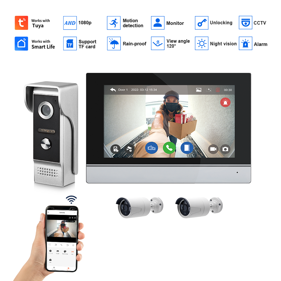 หน้าจอ IPS 7 นิ้ว กล้อง 2MP  ค - Home Security Indoor Cameras บทวิจารณ์และราคา